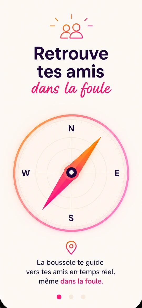 Aperçu de l'écran Boussole de l'application Flarrity