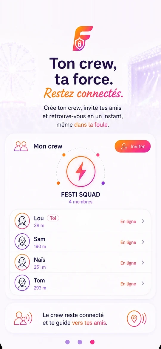 Aperçu de l'écran Crew de l'application Flarrity