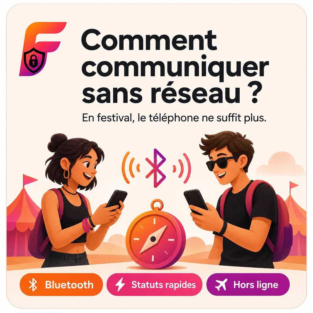 Festivalier dans la foule, message qui ne part pas faute de réseau