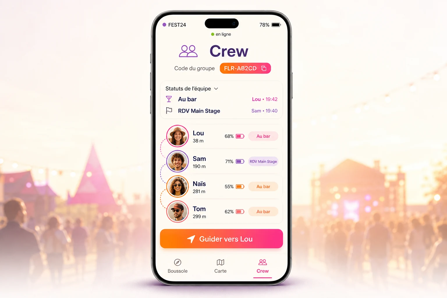 Géolocalisation sur smartphone en plein festival